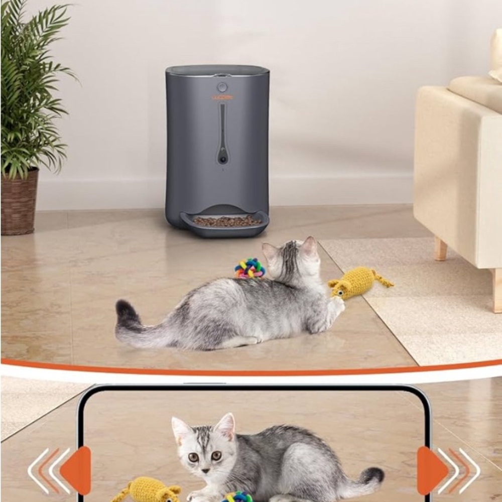 Pet feeder for dogs or cats automatic feeder, with a camera, voice recording